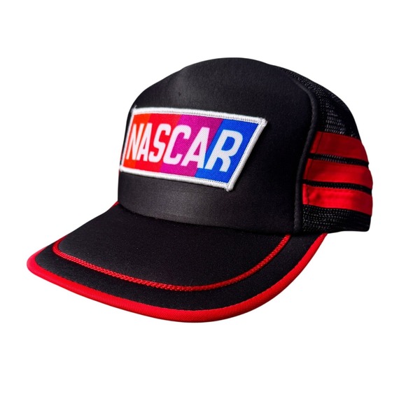 Nissin Cap Other - Vintage NASCAR Nissin Cap Trucker Hat Black Red Rainbow Patch Snapback Racing